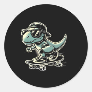 Adesivo Dinossauro T Rex Skate fazendo graça Skate Retro 