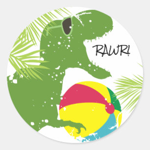 Adesivo Dinossauro t-rex vinhetas de beisebol de praia div