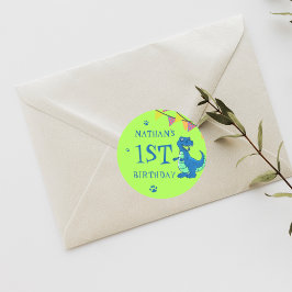 Adesivo Dinossauro Verde Azul, Bonito, Era Festa de aniver