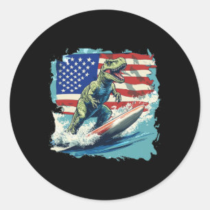 Adesivo Dinossauro Vermelho Branco Azul Surfando Para Juri