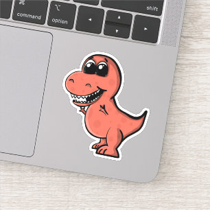 Adesivo Dinossauro vermelho ilustrado bonito de Rex do
