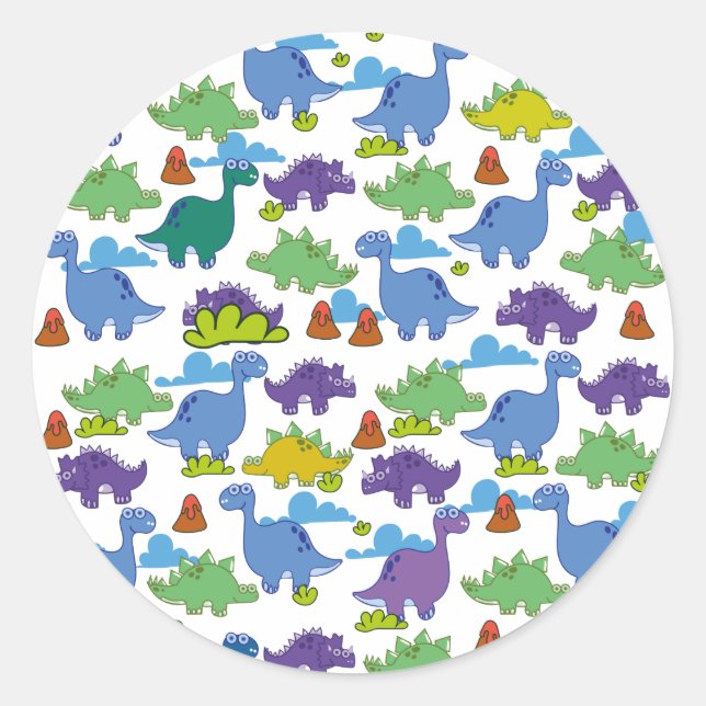 Adesivo Dinossauros de desenho animado fofos (Frente)