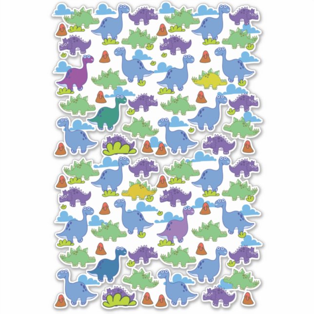 Adesivo Dinossauros de desenho animado fofos (Frente)
