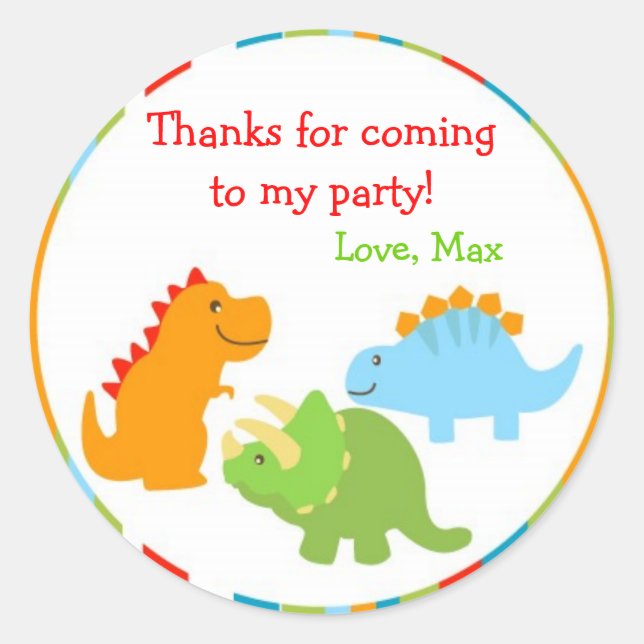 Adesivo Dinossauros Dino Favor Stickers Rótulos Selantes (Frente)