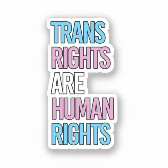 Adesivo Direitos trans são direitos humanos - cores trans  (Frente)