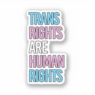 Adesivo Direitos trans são direitos humanos - cores trans 