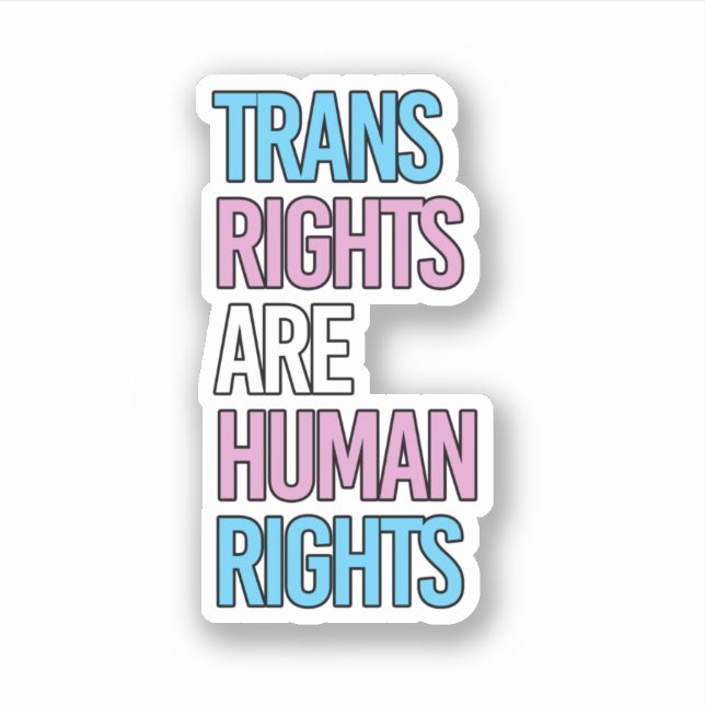 Adesivo Direitos trans são direitos humanos - cores trans  (Frente)