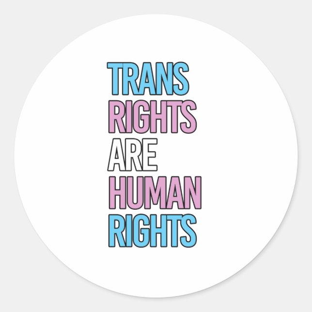Adesivo Direitos trans são direitos humanos - cores trans  (Frente)