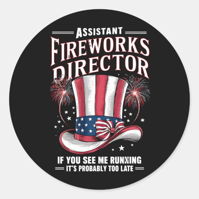 Adesivo Diretor Assistente de Fogos de Artifício EUA 4 de  (Frente)