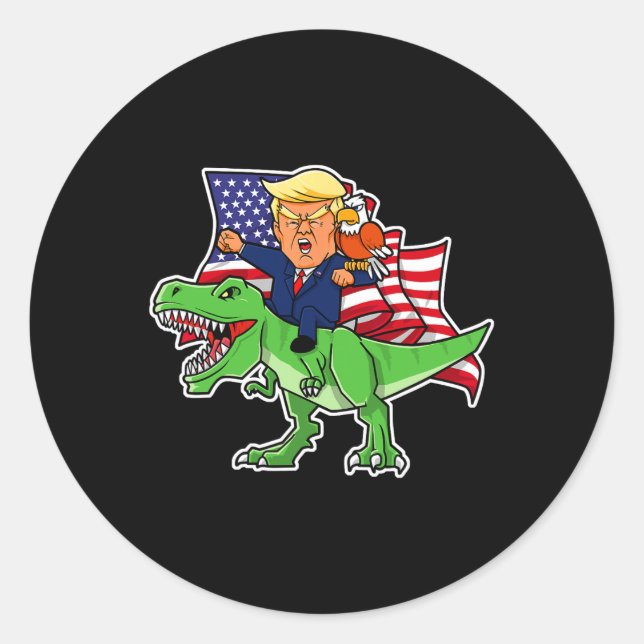 Adesivo Dirigindo Um Dinossauro Trex Engraçado Merica Patr (Frente)