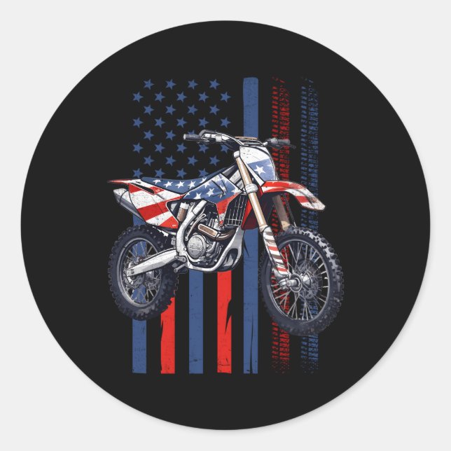 Adesivo Dirt Bike Motocross 4 De Julho American Flag Bike (Frente)