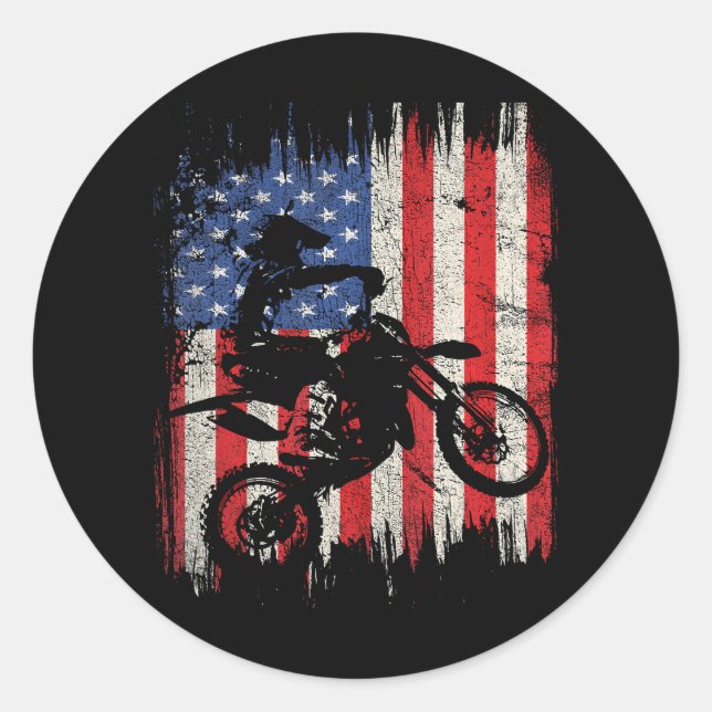 Adesivo Dirt Bike Motocross USA American Flag Patriotic (Frente)