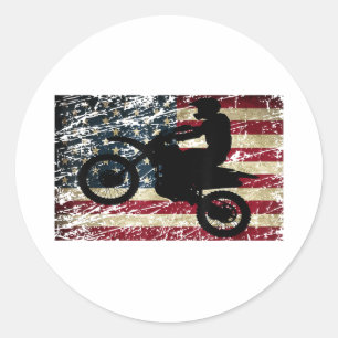 Adesivo Dirt Bike USA Flag T-Shirt Motocross American Flag