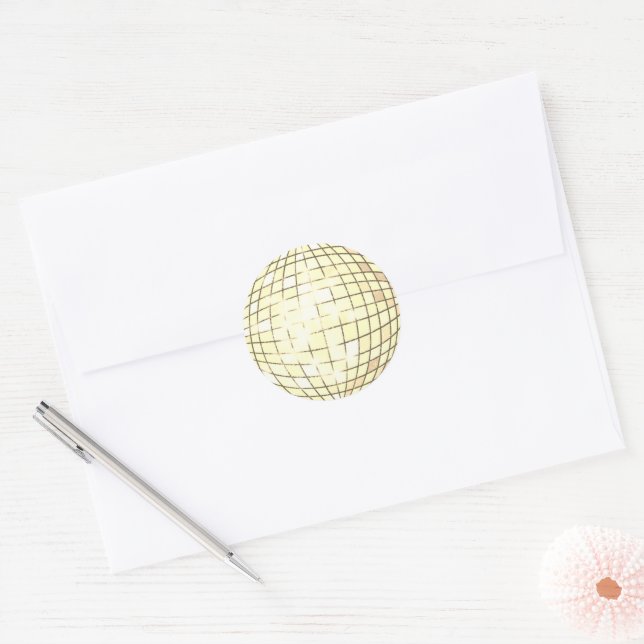 Adesivo Disco Ball Classic Round Sticker Dourado (Envelope)