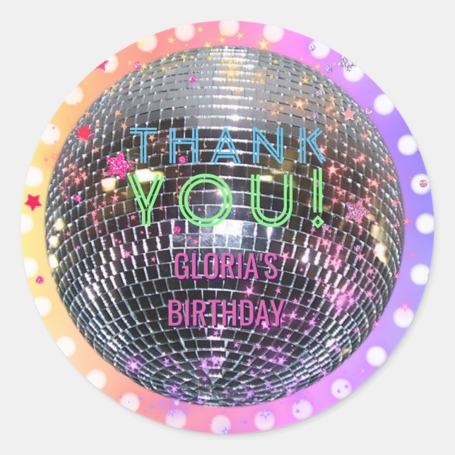 Adesivo Disco Ball Dance Birthday Retro 70s Partido Disco (Frente)