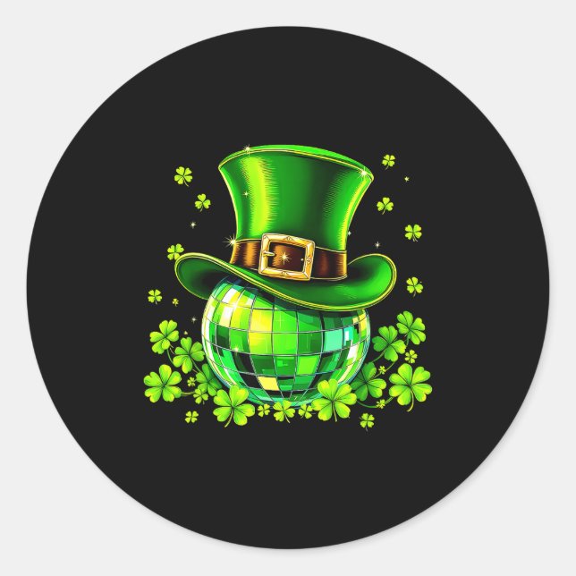 Adesivo Disco Ball Leprechaun Hat Irish Shamrock St Patric (Frente)