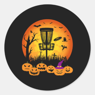 Adesivo Disco de Golfe Retro Halloween Cemitério Assustado