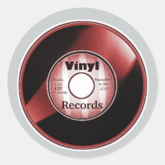 Adesivo Disco de VINIL 45 RPM, Vermelho/Branco
