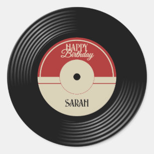 Adesivo Disco de Vinil Personalizado de Aniversário 