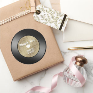 Adesivo Disco de Vinil Retro Obrigado Casamento Clássico R