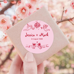 Adesivo Disco Funky Hand Drawn Wedding