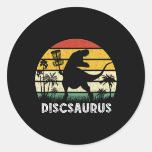 Adesivo Disco Golfe Dinossauro Retro Jogador de Disco Golf