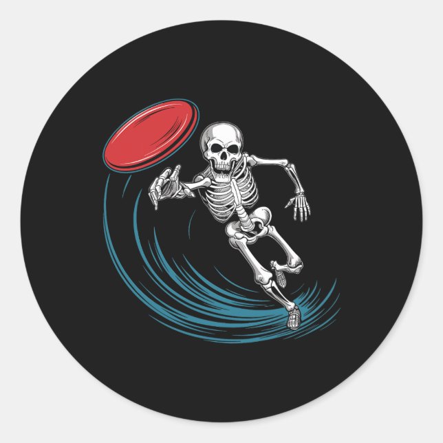 Adesivo Disco Golfing Skeleton Halloween Men Disco Golf (Frente)