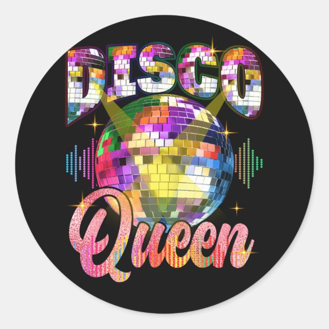 Adesivo Disco Queen 70s - Custo da Bola de Anos setenta Da (Frente)