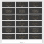 Adesivo Discurso de Convidado sobre Casamento Negra Modern<br><div class="desc">Um simples endereço de convidado preto de fundo com texto de script "gentilmente entregar para". O texto e as linhas estão em um ouro antigo e arenoso. Basta adicionar nomes e endereços para concluir. 18 rótulos por folha. O texto do script não é editável, exceto pelo designer. Design composto por...</div>