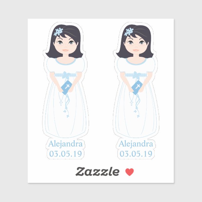 Adesivo Diseño Romántico Comunión Niña con Orla Floral (Folha)