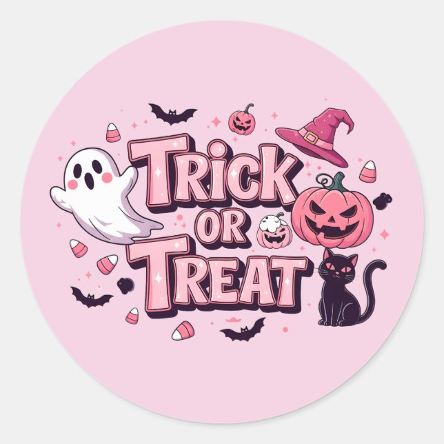 Adesivo Diseño rosa de Halloween Trick or Treat (Frente)