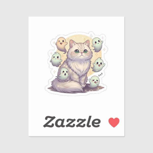 Adesivo Disfarçado Pérsico - Fofo de Halloween de Gato Per (Folha)