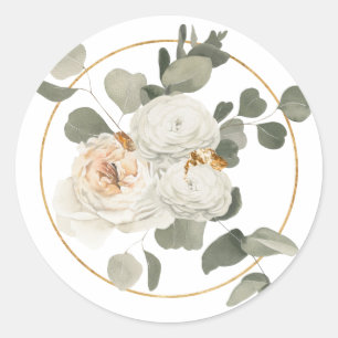 Adesivo Disposição Floral Branca Elegante em Branco