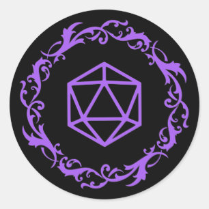 Adesivo Dispositivo D20 mágico roxo de Tabletop RPG