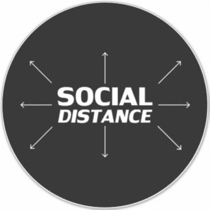 Adesivo "Distância social" Círculo de 19 andares grandes