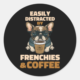 Adesivo Distraído Por Cães Franceses Bulldog Frenchie Café