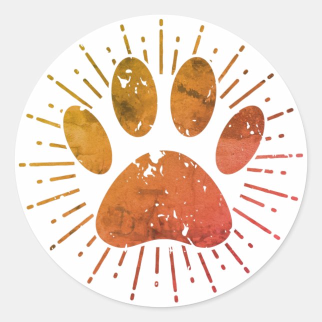 Adesivo Distressed Sunbeam Dog Paw Print  (Frente)