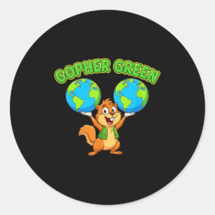 Adesivo Dito engraçado do Dia da Terra Gopher Verde Cartoo