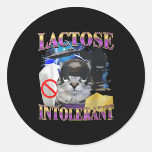 Adesivo Dito engraçado Gato bobo intolerante à lactose Mem