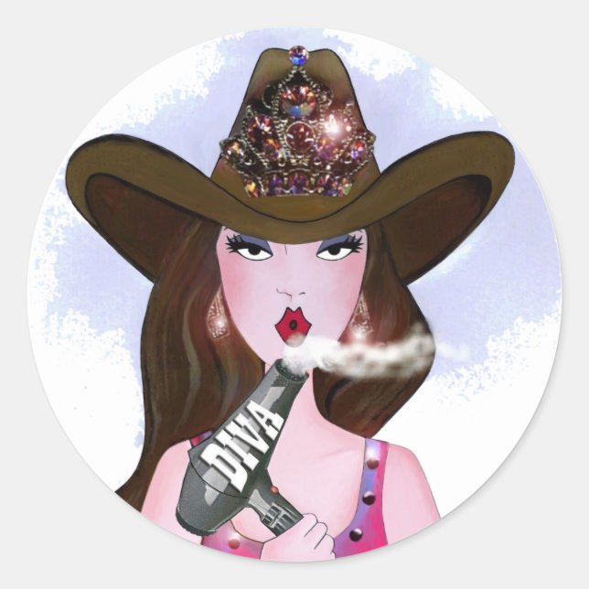 Adesivo "Diva de uma Cowgirl" Stylist (Frente)