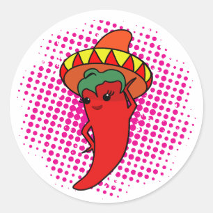 Adesivo Divã Kawaii Pimenta Quente Espiral Rosa