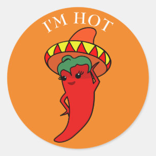 Adesivo Diva Pimenta Vermelha Chapéu Mexicano