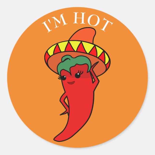 Adesivo Diva Pimenta Vermelha Chapéu Mexicano (Frente)