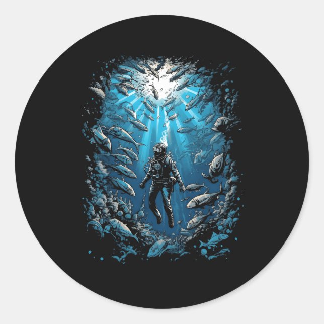 Adesivo Diver Shark Scuba Merging Ocean Underwa (Frente)