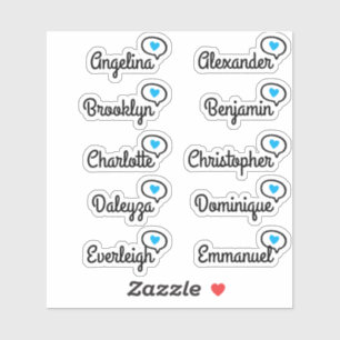 Adesivo Diversão Blue Heart Speech Bubble Lista 10 Nomes