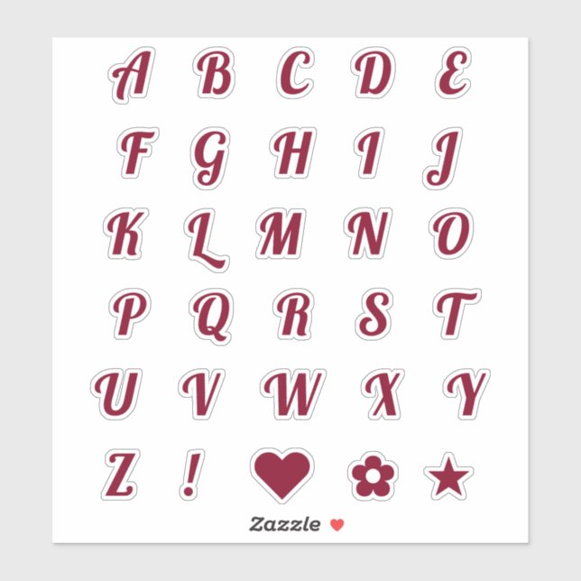 Adesivo Diversão Burgundy Alphabet Letras Monográficas Ini (Folha)