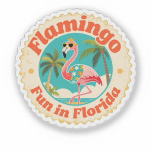 Adesivo Diversão com Flamingos Antigos na Praia da Flórida