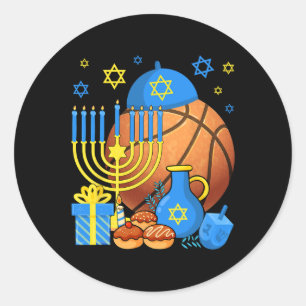Adesivo Diversão da Bola de Basquete Judaica Menorah Happy