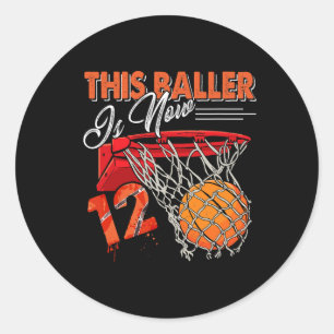 Adesivo Diversão De Basquete De Aniversário De 12 12 Anos