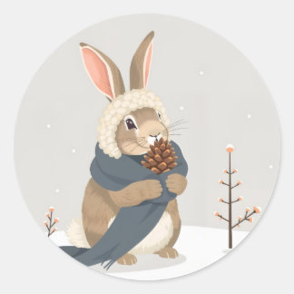 Adesivo Diversão de coelho de inverno Natal